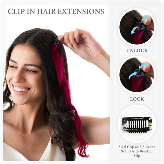 Clip in Hair Streaks| Colored Hair Extensions For Women | Highlighter HairOriginals