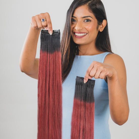 Highlighted Side Patches | Pair of Hair Extensions  HairOriginals Wine 10 Inch Natural Wavy