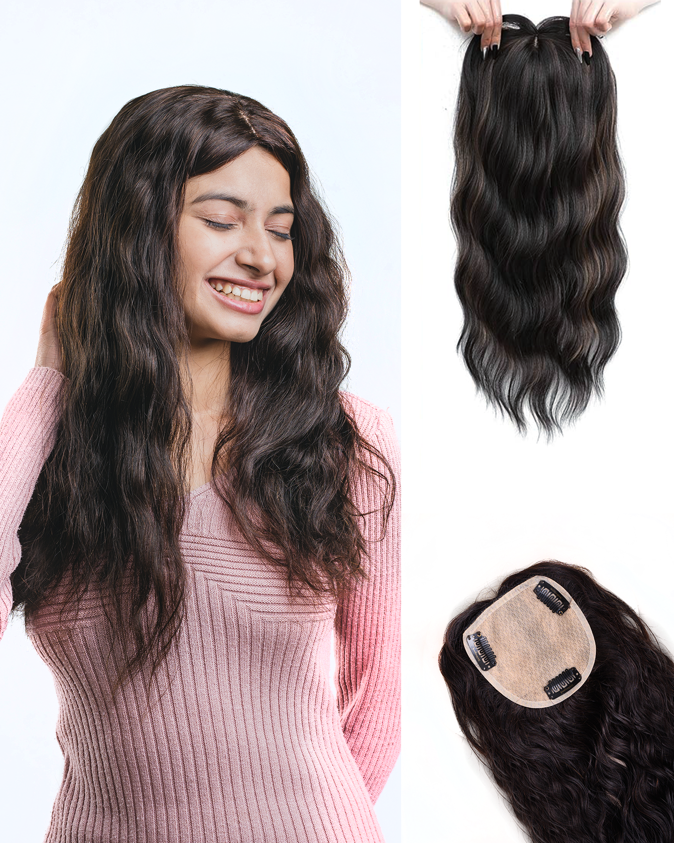 Wavy Topper Hair Extensions For Women | Wavy & 100% Real Hair For Crown Area  HairOriginals 16 Inch 4*4 Natural Brown